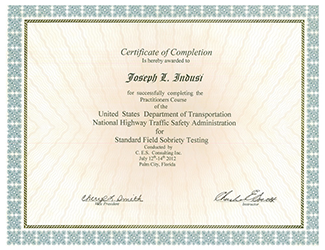 Certificate Of Completion | Joseph L. Indusi